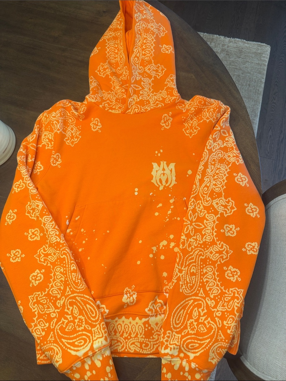 AMIRI Orange Bandana-Print Crewneck Hoodie
